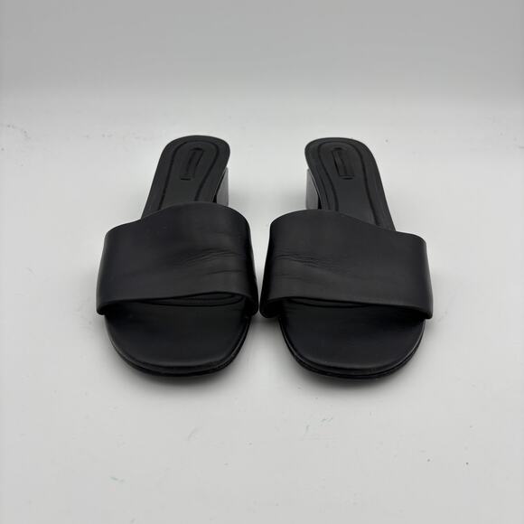 Alexander Wang Lou Leather Block Heel Slides Sandals Women's 40.5 - Picture 2 of 12